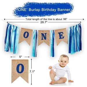 (2) Two first baby birthday banners
